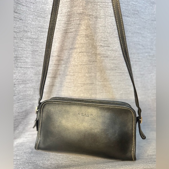 Coach Vintage 1999 Black Mimosa Zip Leather Crossbody Camera Bag - 9” x 5.5” - Picture 9 of 12